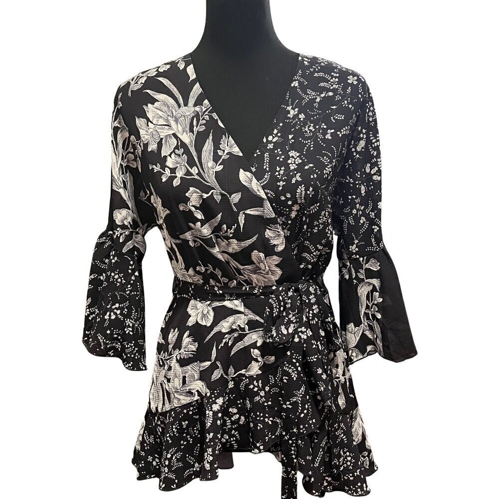 French Connection Patchwork Wrap Top
